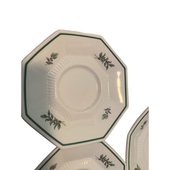 Set of 7 Nikko Christmastime saucers 6" Octagonal  No chips or‎ flaws - Picture 6 of 6